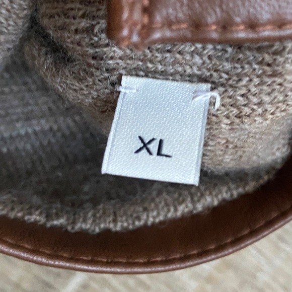 COACH | Men’s Leather Tech Gloves Merino Wool Winter Touch Screen Brown - XL - Picture 7 of 9